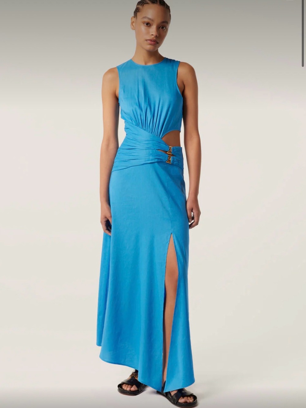 Tresse Sleeveless Cutout Maxi Dress in Bright Blue